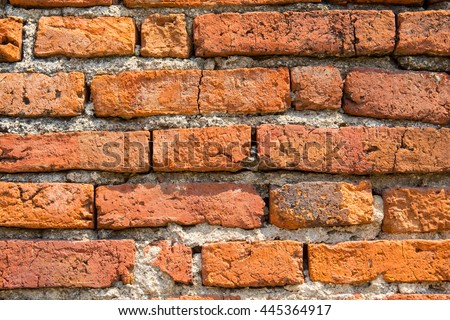Closed up red brick wall