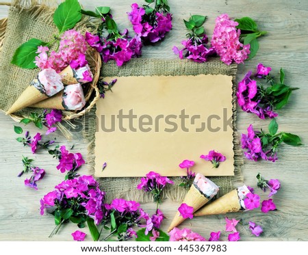 frame of flowers and ice cream