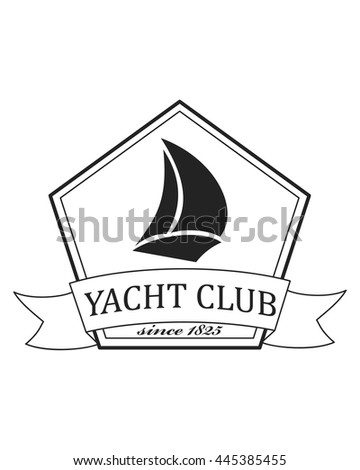 Yacht club emblem vector logo templates. Yachts silhouettes. Vector line yachts icon, vector illustration. Yachting and regatta symbols
