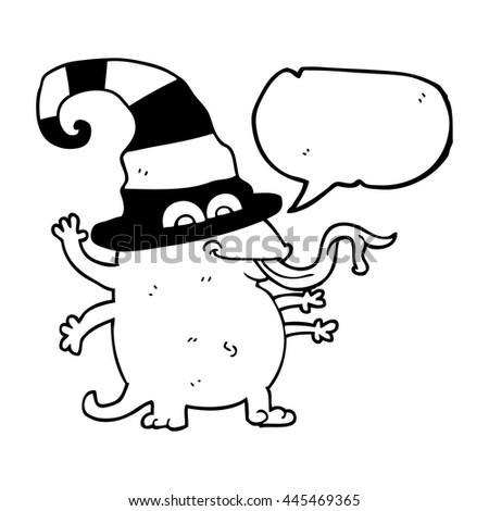 freehand drawn speech bubble cartoon halloween alien