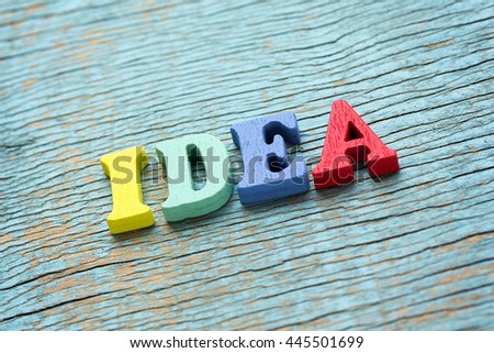 Word idea made of wooden colorful letters on vintage background