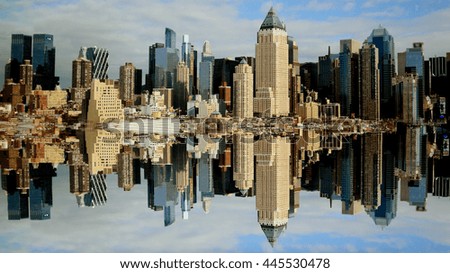 new york city skyline cityscape background. urban metropolis landmarks scenery. business office district   