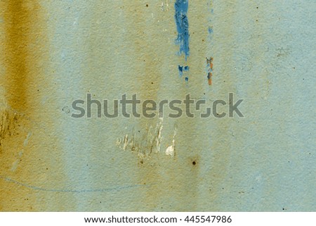 Corroded white metal background. Rusted white painted metal wall.