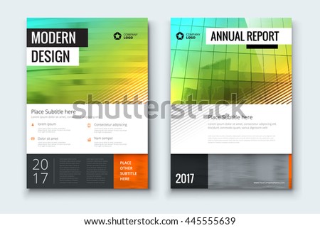 Flyer design. Corporate business template for brochure, annual report, catalog. Layout with teal modern styled office building photo and options. Creative poster, leaflet, magazine or banner concept