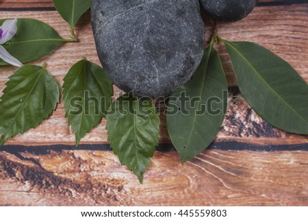 Zen stones and leaves. Copy space
