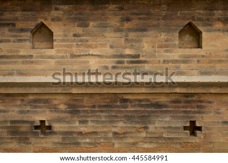 Brick wall design from temple in Northern Thailand