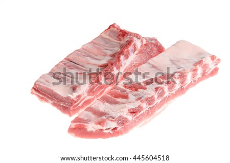 Pork ribs isolated on white background  Royalty-Free Stock Photo #445604518