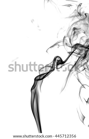 Abstract black smoke on white background from the incense sticks