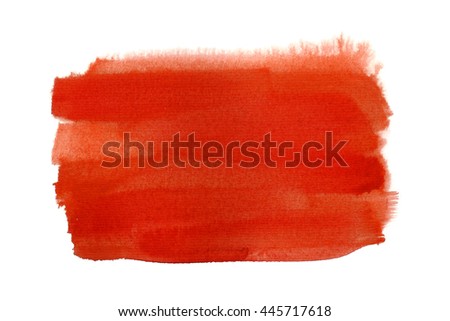 Hand drawn red watercolor rectangle on white background