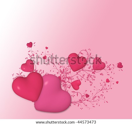 Pink hearts and flowers