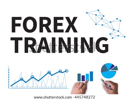 FOREX TRAINING businessman work on white broad, top view