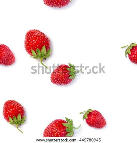 seamless pattern ripe fresh red strawberries on a white background 