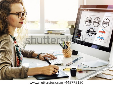 Woman Designer Interior Working Workspace Concept Royalty-Free Stock Photo #445795150