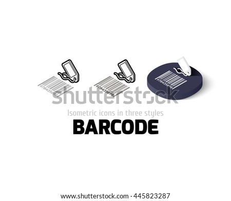 Barcode icon, vector symbol in flat, outline and isometric style