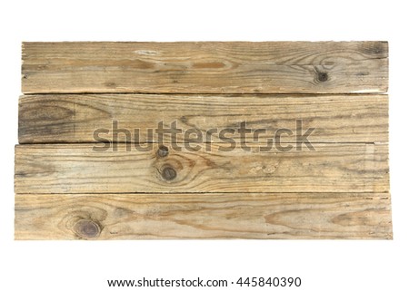 Old wood plank, isolated on white background,Clipping Path.
