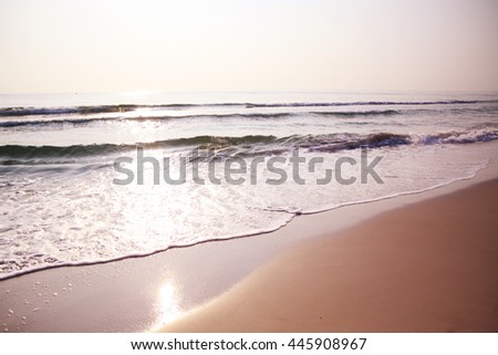 
The sea and the waves on Tropical colorful sunset