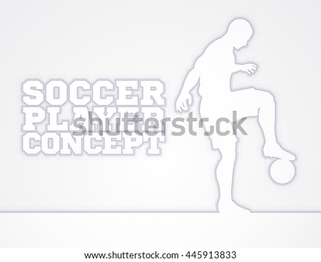 A stylised illustration of a soccer football player in silhouette dribbling the ball