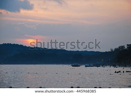 the sunrise and mountain lake in the morning
