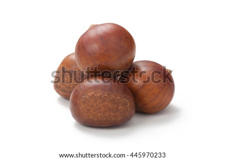 Rosted chestnuts isolated on white