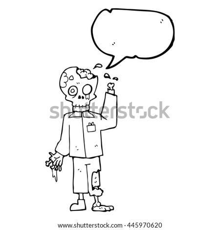 freehand drawn speech bubble cartoon zombie