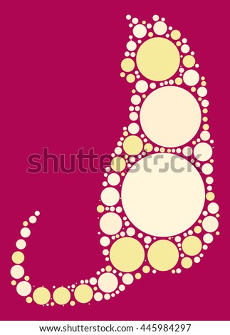 cat shape vector design by color point