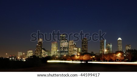 View on Downtown Houston - Dark Night, Texas