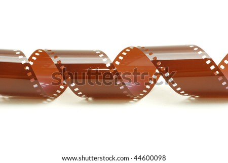   film strip in front of a white background