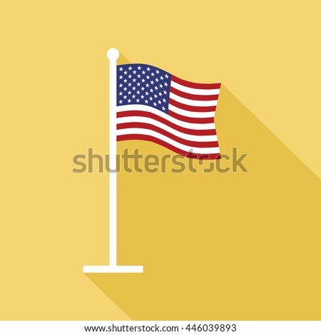 National flag of USA on flagpole flat icon. American star-spangled state banner. Vector illustration in eps8 format.