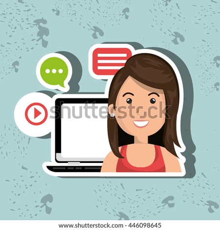 social networking user laptop isolated icon design, vector illustration  graphic 