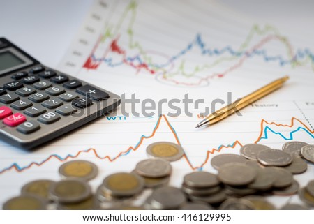 Business financial concept with diagrams pen and  money