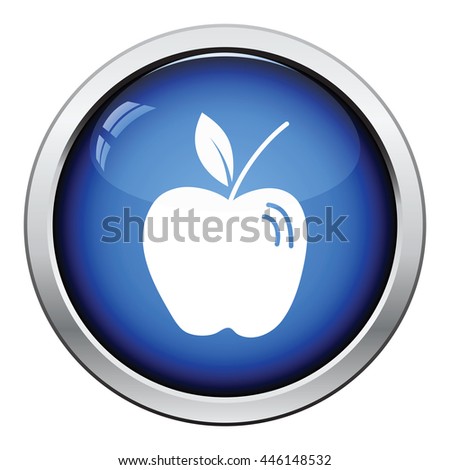 Icon of Apple. Glossy button design. Vector illustration.
