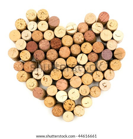 The image of heart made from wine corks