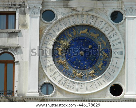 Zodiac clock on piazza San Marco, Venice, Italy                         
