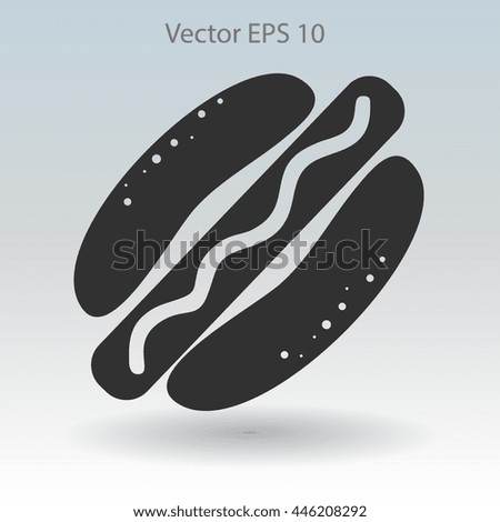 Flat hot dog icon. Vector