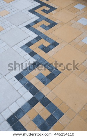 Perspective colored tiles pavement