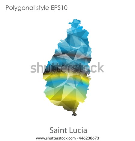 Saint Lucia map in geometric polygonal style.Abstract gems triangle,modern design background.Vector Illustration EPS10.