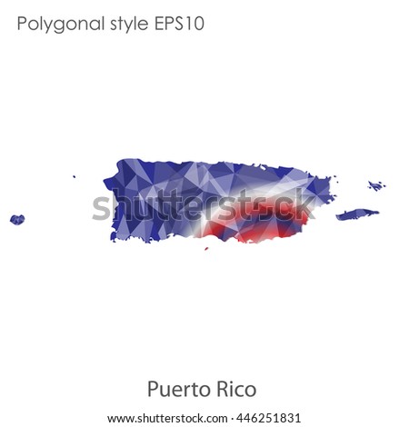 Puerto Rico map in geometric polygonal style.Abstract gems triangle,modern design background. Vector illustration EPS10