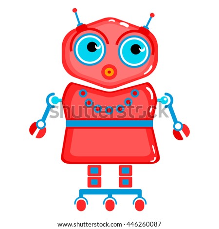 Colorful Toy robot. Cartoon character, colorful illustration