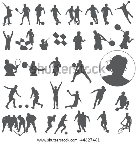 Large set of sport silhouettes