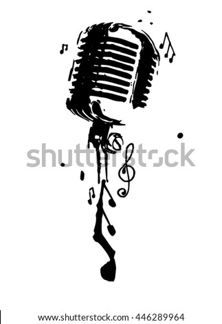 Microphone with notes. Vector illustration