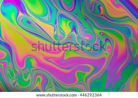 Psychedelic abstract formed by light on the surface of a soap bubble