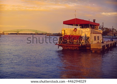 Steamboat in Jacksonville Florida USA at sunset