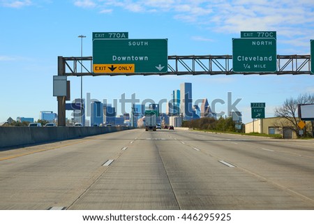 Houston texas downtown road sign in USA