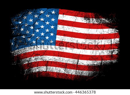 Flag of the USA, the United States of America. Vector illustration in grunge style with cracks and abrasions. Good image for print.