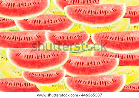 Slice Fresh watermelon Yellow and red for background, pattern of Yellow and red watermelon