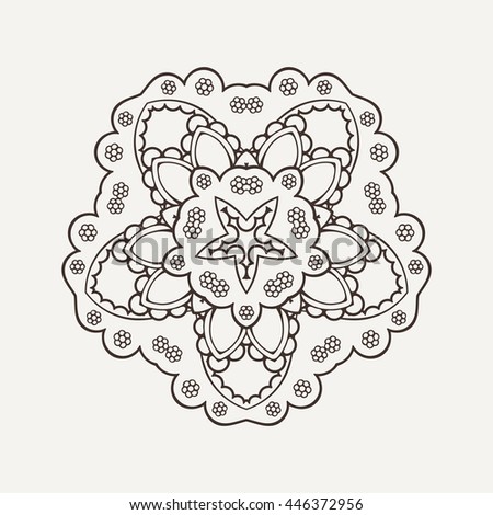 Vector mandala. Mehndi lace tattoo. Oriental weave. The circular pattern.