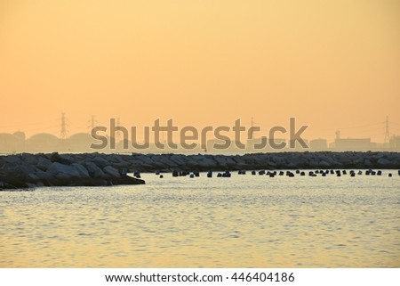 Sunset at evening time and sea with nature.