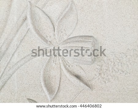 Low relief cement Thai style handcraft of lotus flower
