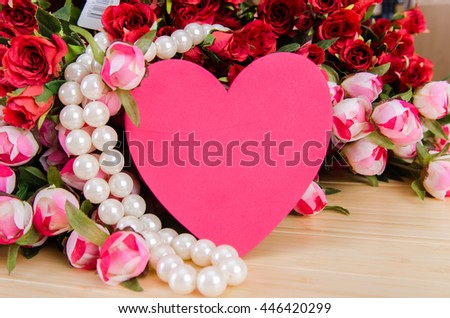 Roses and heart shape card for your message