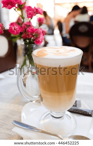 latte coffee in glass jar